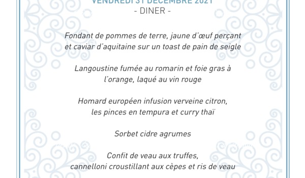 La Maison du Bassin - Menu de fin d'année 